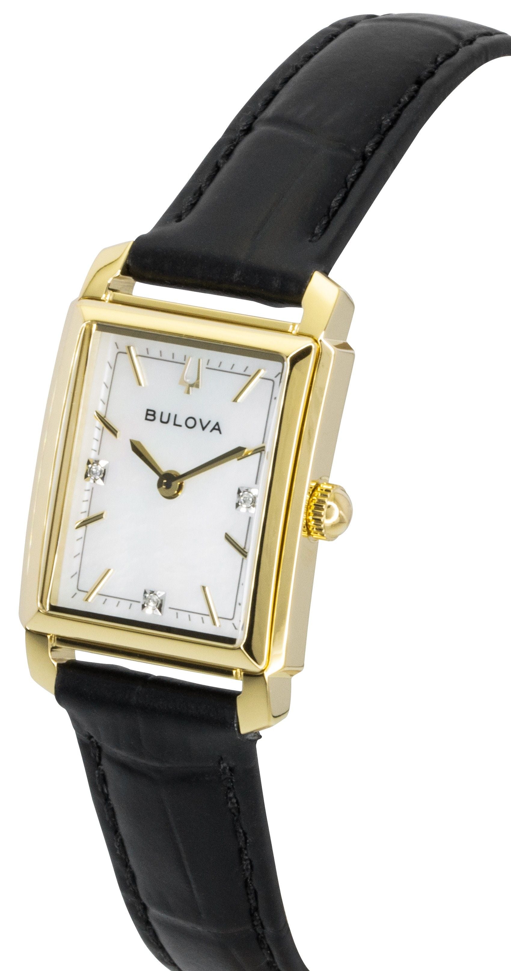 Bulova Sutton Leather Strap Diamond Mother of Pearl Dial Quartz 97P166 Women's Watch