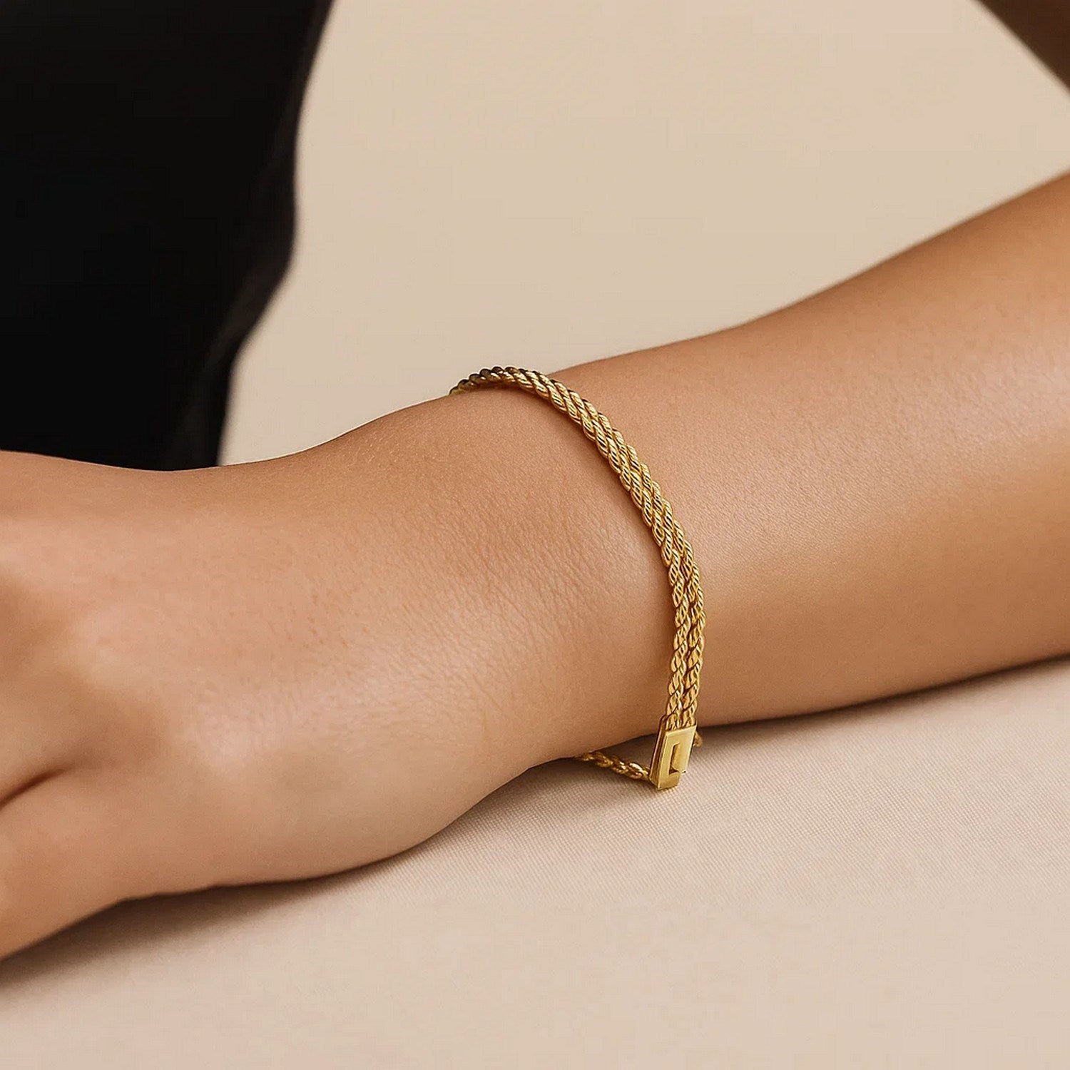 14k Yellow Gold Two Row Rope Bracelet (3.90 mm)