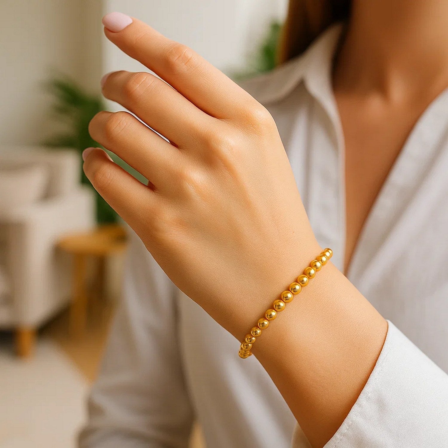 14k Yellow Gold Bead Bracelet (5.00 mm)