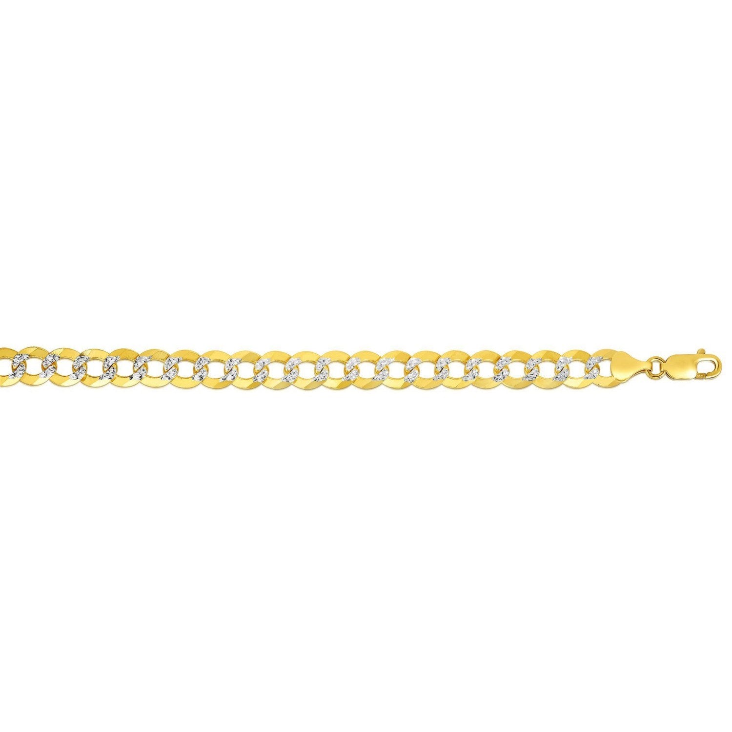 14k Two Tone Gold Pave Curb Bracelet (8.30 mm)