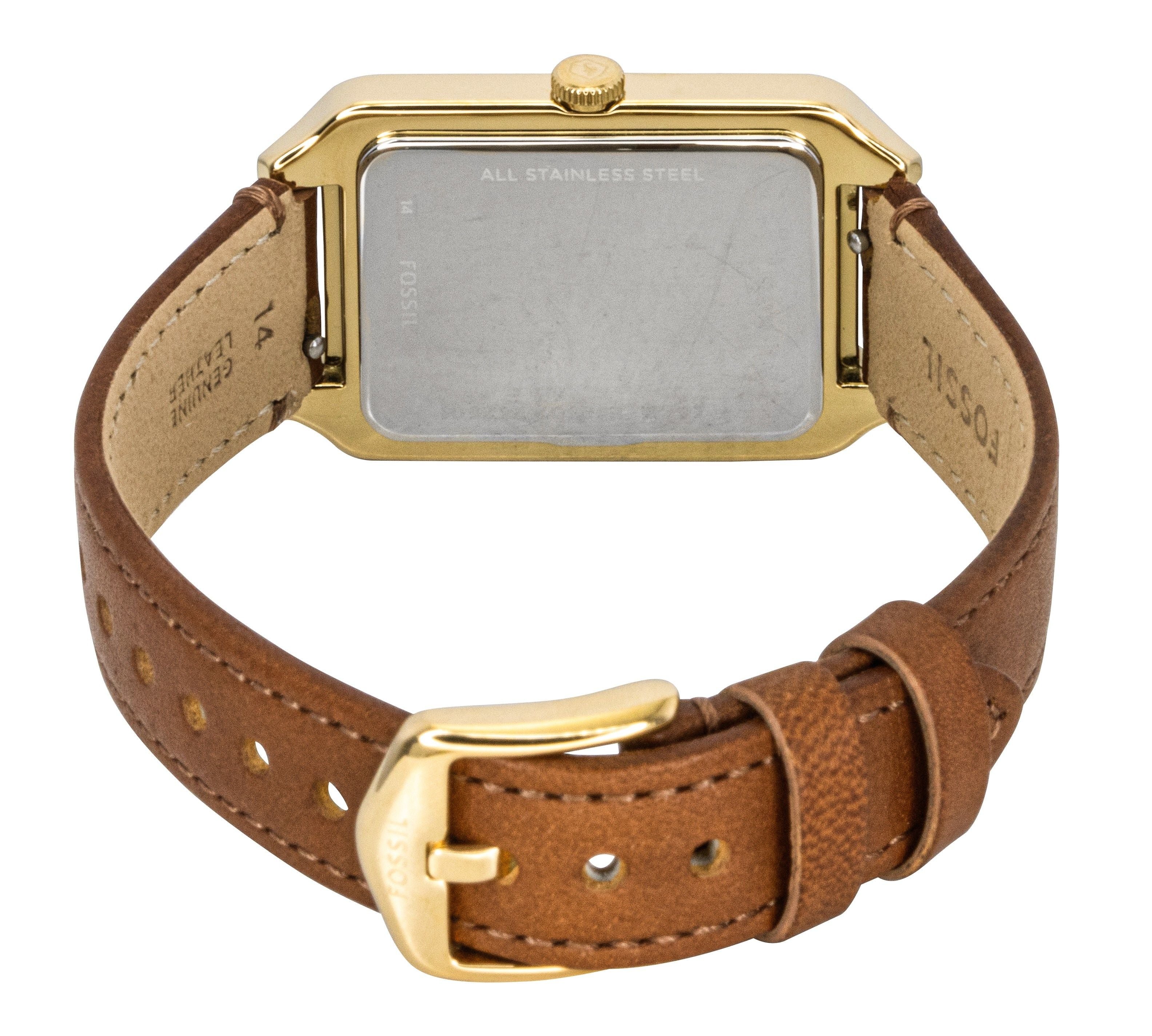 Fossil Raquel Brown Leather Strap White Mother Of Pearl Dial Quartz ES5307 Women's Watch