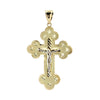 14K Tricolor Gold Orthodox Crucifix with Star Texture and White Gold Body of Christ
