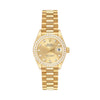 Rolex Lady-Datejust in 18K yellow gold with champagne-colored dial and bezel and diamonds
