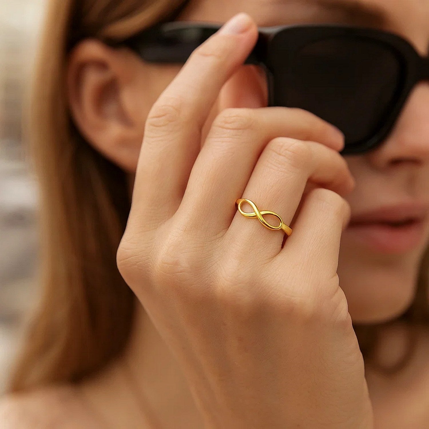 14k Yellow Gold Infinity Ring in High Polish