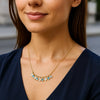 14K Yellow Gold Blue And White Topaz Dancing Drop Necklace
