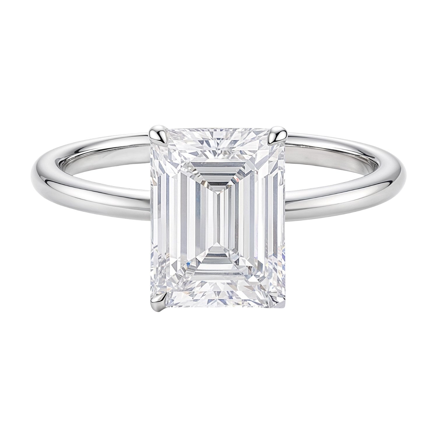 3 Carat Emerald Lab Grown IGI G/VS1 Diamond Solitaire Ring in 10K White Gold