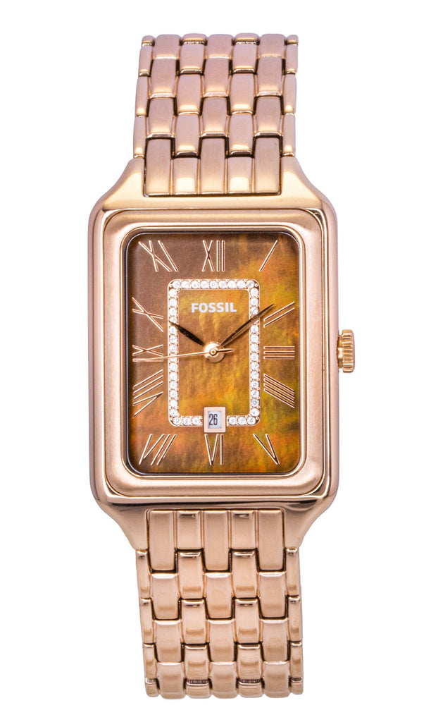 Fossil Raquel Rose Gold Tone Chocolate Dial Mesh Style ES5323 Women's Watch