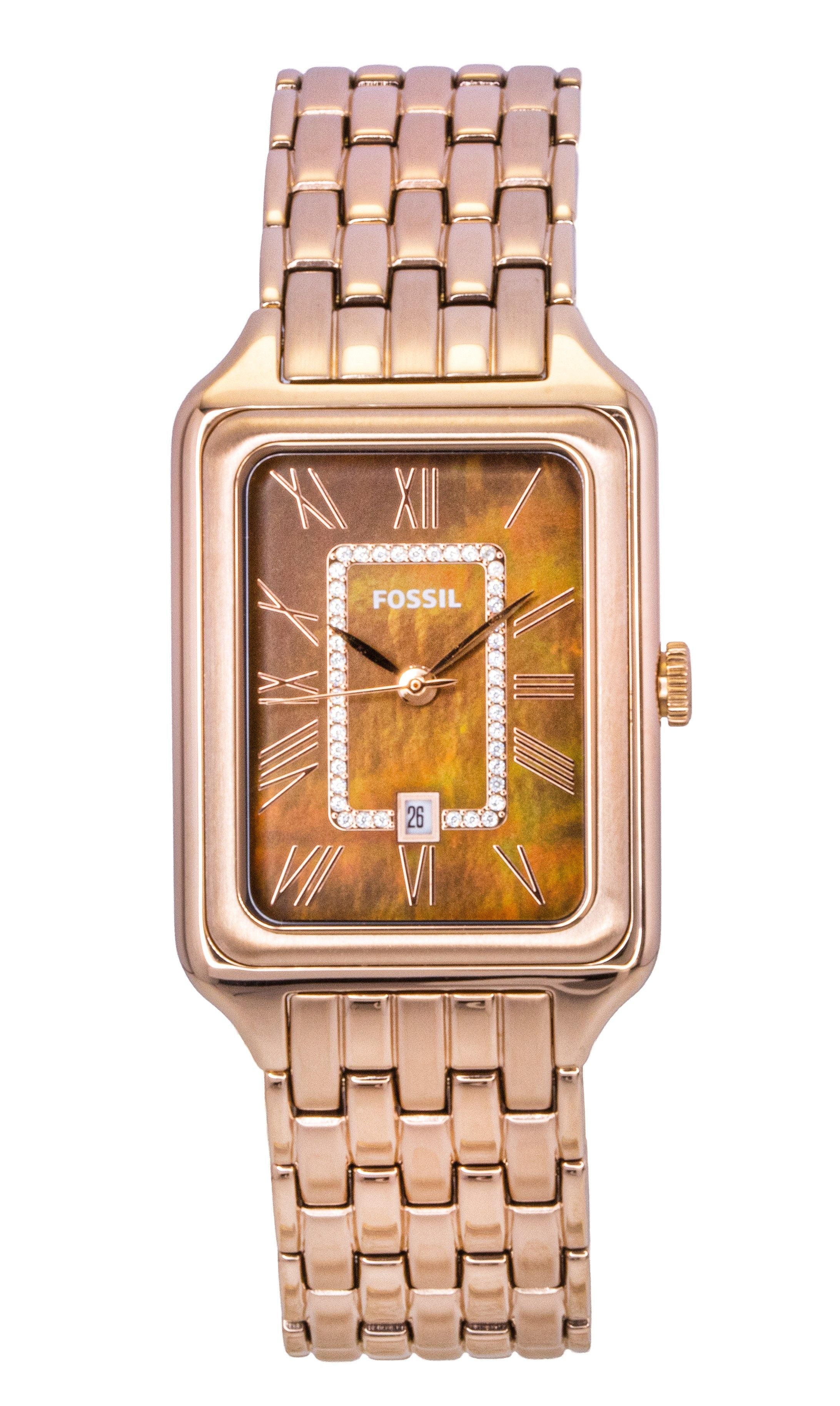 Fossil Raquel Rose Gold Tone Chocolate Dial Mesh Style ES5323 Women's Watch