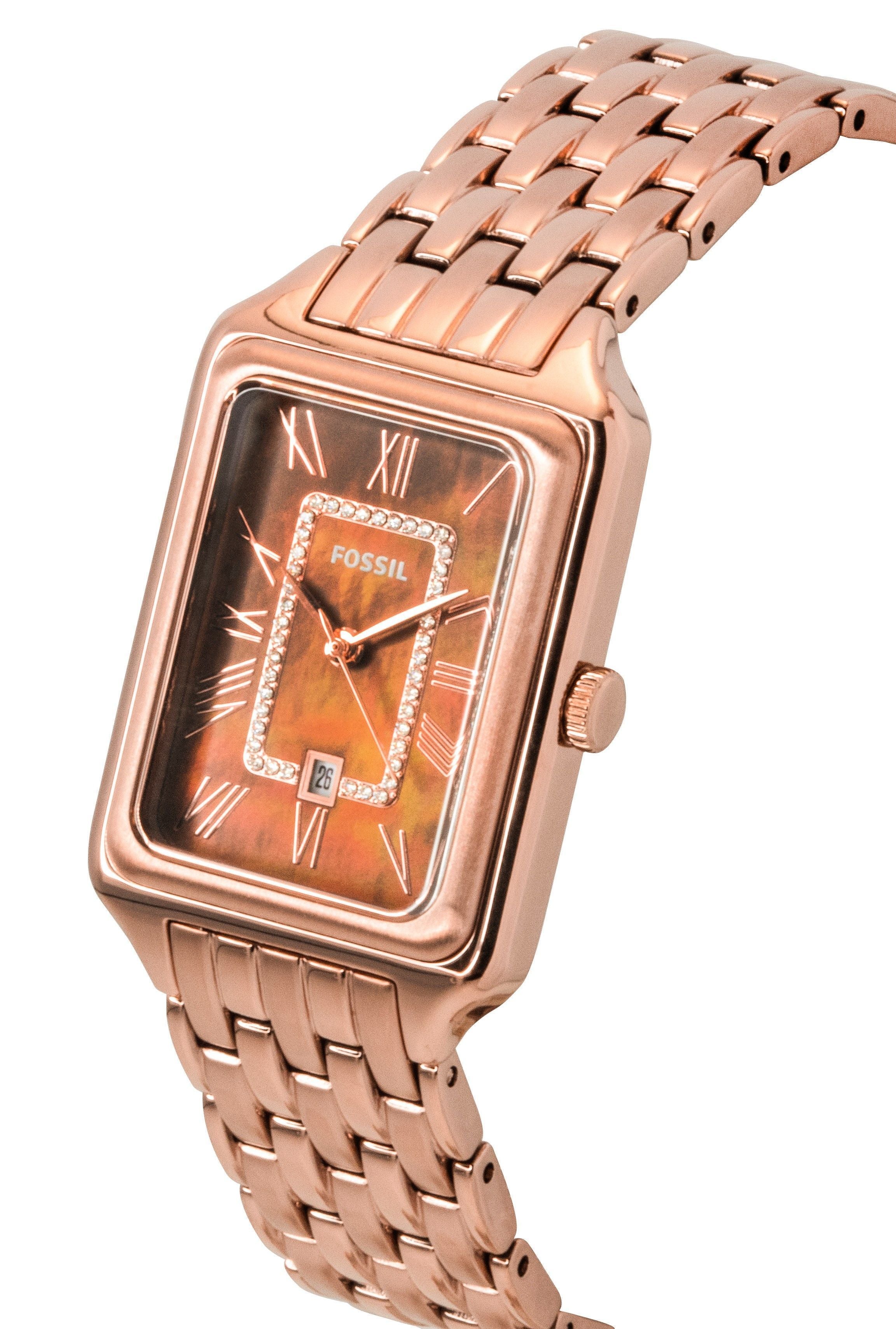 Fossil Raquel Rose Gold Tone Chocolate Dial Mesh Style ES5323 Women's Watch