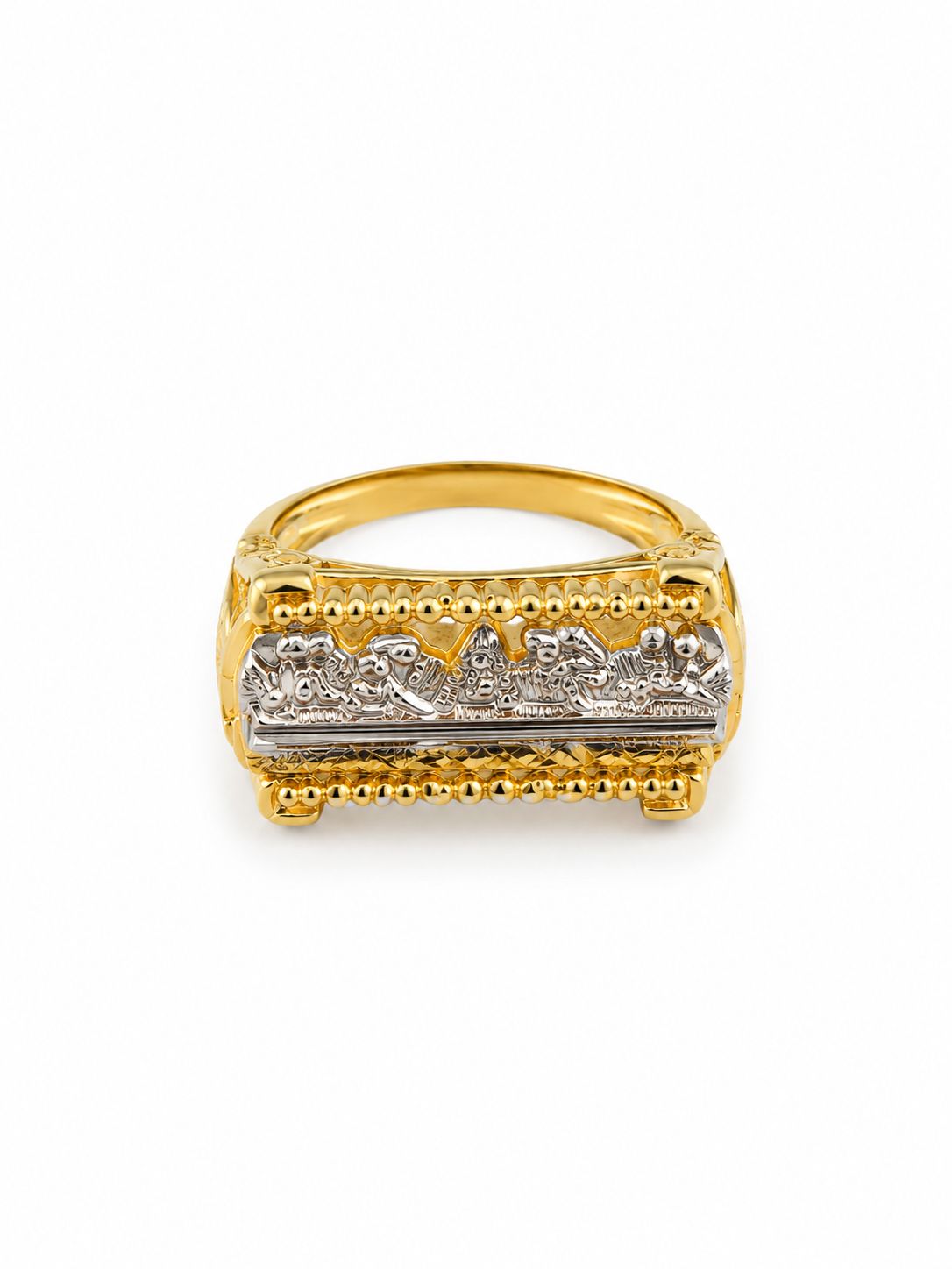 14K Two-Tone Gold Last Supper Signet Ring