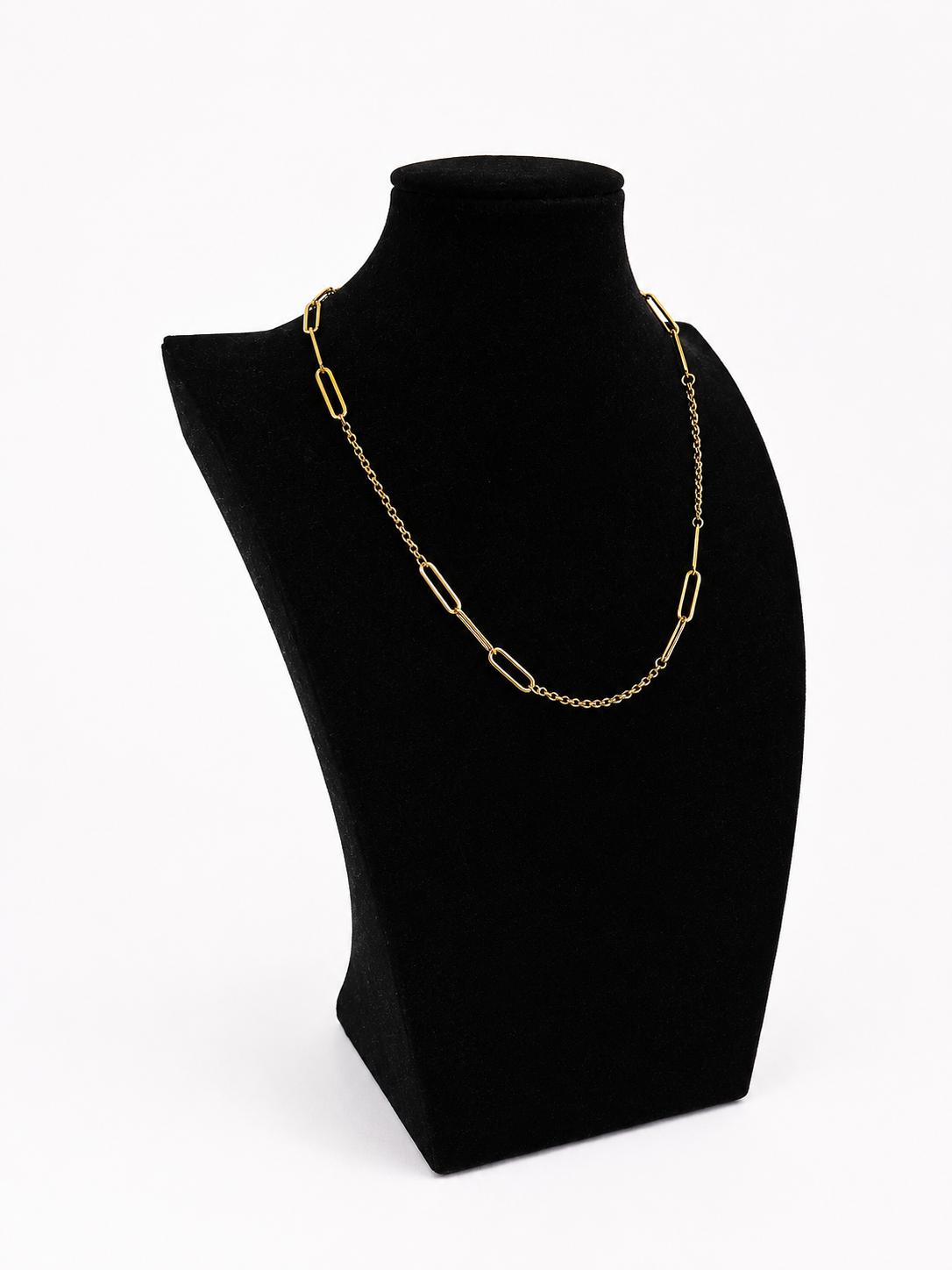 14K Yellow Gold Paperclip Style Hybrid Chain