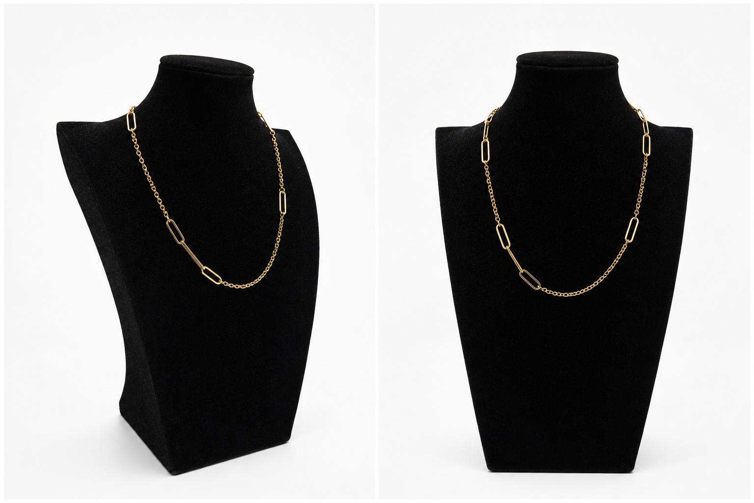 14K Yellow Gold Paperclip Style Hybrid Chain