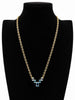 Geometric Design Necklace in 14K Yellow Gold with Blue Topazes
